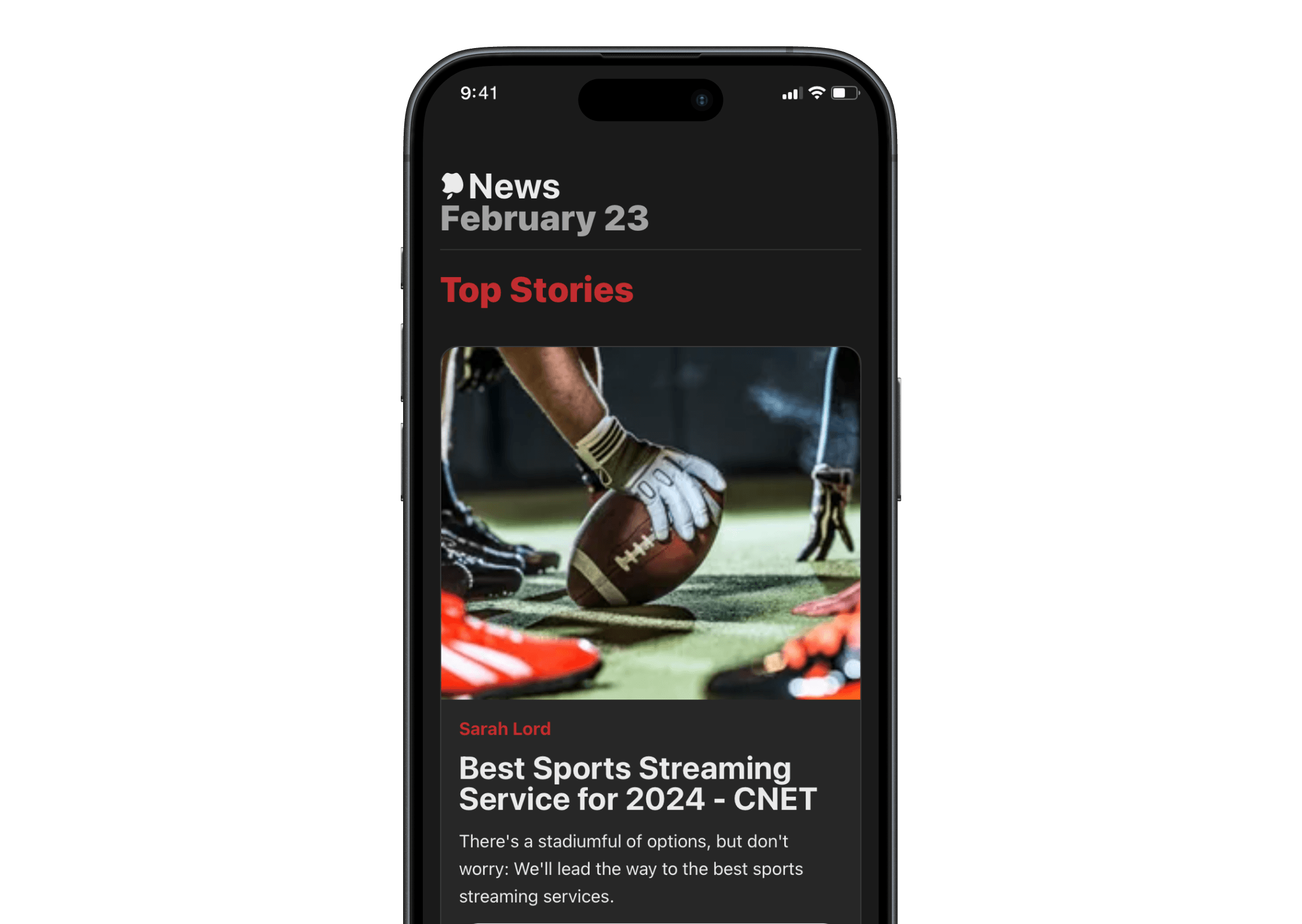 A screenshot of the Apple News Clone app showing a list of news articles.