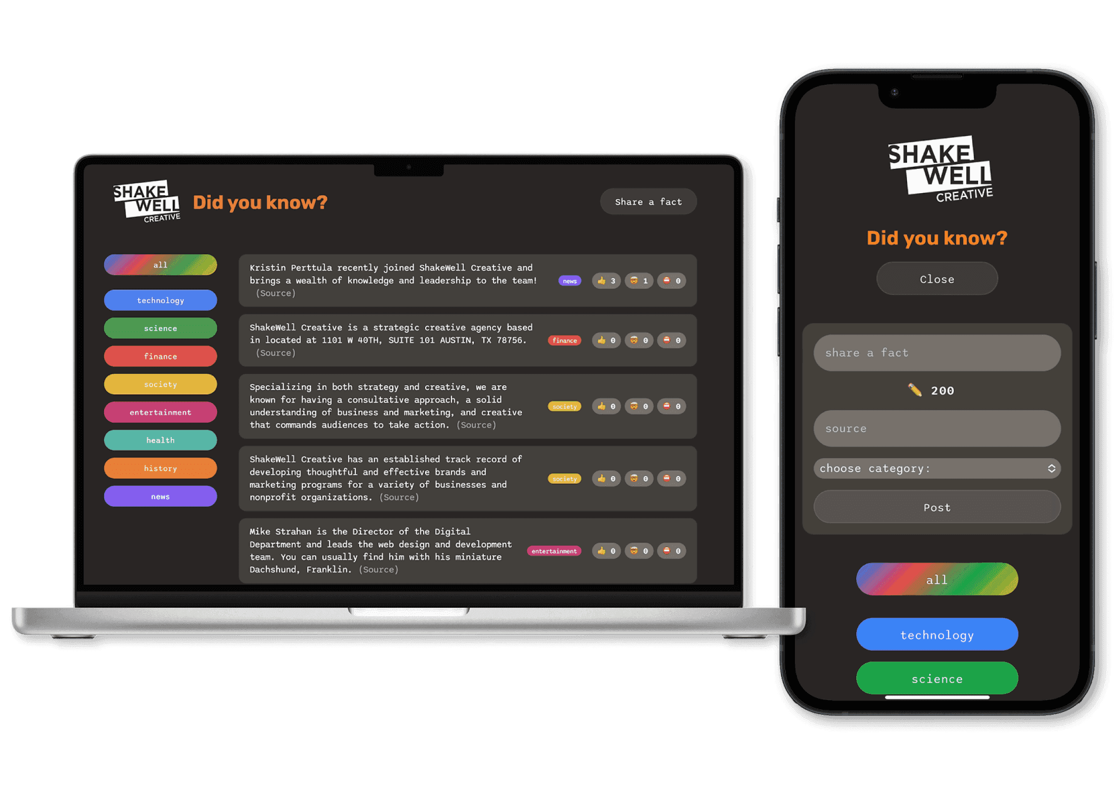 React + Supabase message board with voting and category filters