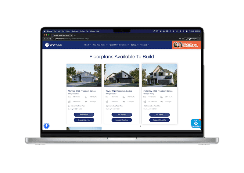 Homebuilder marketing site with dynamic property listings